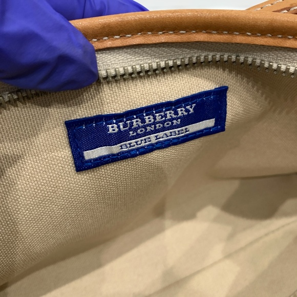 Burberry Blue Label Logo Canvas Pouch Sku#85375 (Gently used, water stain strap) - Picture 10 of 15